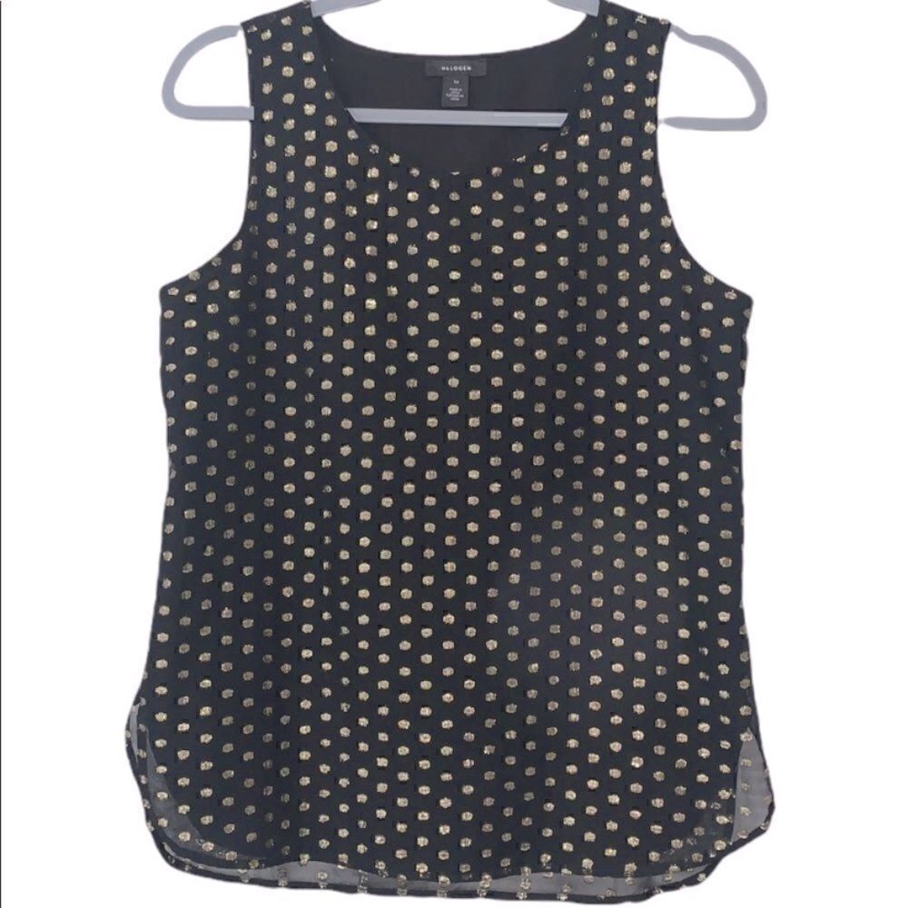 Halogen Black and Gold Metallic Tank Top Size XS